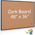 Cork Board Bulletin Board 36 x 48, Foldable Notice Pin Board for Wall, Black Aluminum Framed 4x3 Corkboard, Large Wall Mounted Office Board with 36 Push Pins for School & Home by Justdowhatyouwanttodo