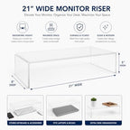 Azar 515360 Acrylic Monitor Stand Riser – Made in USA Laptop stand and Monitor Riser Acrylic Monitor Stand Riser Clear Laptop Stand for Desk Ergonomic Display Riser, Clear (21-Inch-Luxury Handcrafted) - Image 5