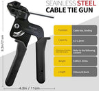 106PCS Heavy Duty 304 Stainless Steel Cable Tie Gun Kit, Includes 100PCS 11.8 Inch Metal Zip Ties, Self-Locking, UV & Corrosion Resistant, for Fence, Exhaust Pipe, Chicken Coop, Farm Use - Image 3