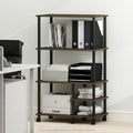 Furinno Turn-N-Tube 4-Tier Toolless Multipurpose Printer Stand Display Storage Shelf with Wheels, Columbia Walnut/Black by Furinno-FitsYourSpaceFitsYourBudget