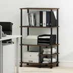 Furinno Turn-N-Tube 4-Tier Toolless Multipurpose Printer Stand Display Storage Shelf with Wheels, Columbia Walnut/Black by Furinno-FitsYourSpaceFitsYourBudget
