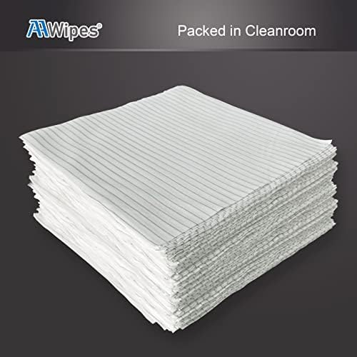 AAWipes ESD-Safe Wipes (9"x9", 100 pcs) - Lint-Free Cleanroom Cloth Wipers, Polyester-Carbon Blend (CE16009) (Pack of 2) - Image 6