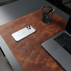 Jersey Genuine Calfskin Leather Desk Pad, Office Desk Mat with Non-Slip Bottom, Smooth Surface for Mouse & Keyboard, Desk Protector (36x19 inches) (Antic Tan) - Image 4