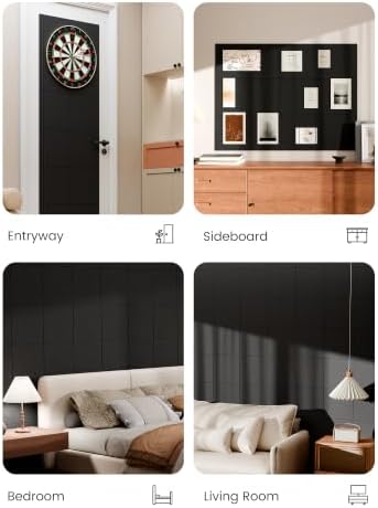 Bumusty 48"x 36" Large Felt Bulletin Board Tiles, Black - Image 6