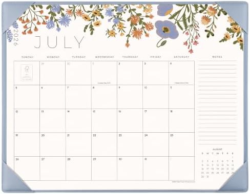 Desk Calendar 2026 with Desktop Mat, Cabbrix Large Desk Pad Calendar 21 x 17 Inch Cover 18 Months Runs From July 2026 to December 2027, Floral Design Calendar 2026 for Home School and Office (Blue, 21 x 17") by CABBRIX