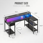 OLIXIS 47 Inch L Shaped Gaming Desk with LED Lights, Storage Shelves - Image 2