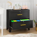 2 Drawer File Cabinet with Lock, Small Filing Cabinet for Home Office - Image 2