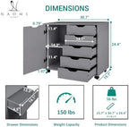 Naomi Home Amy 5-Drawer Rolling Office File Cabinet - Gray - Image 2