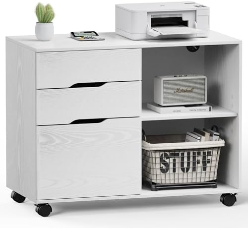 DUMOS File Cabinet with 3 Drawers, Wood Under Desk Storage Printer Stand by DumosLifestyle