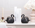 Swan Decorative Bookends,Resin Book Ends for Shelves,Unique Black Book Holders,Heavy Duty Swan Decor for Home Office Desk Bookshelf,Set of 2,Gifts for Anniversary - Image 2