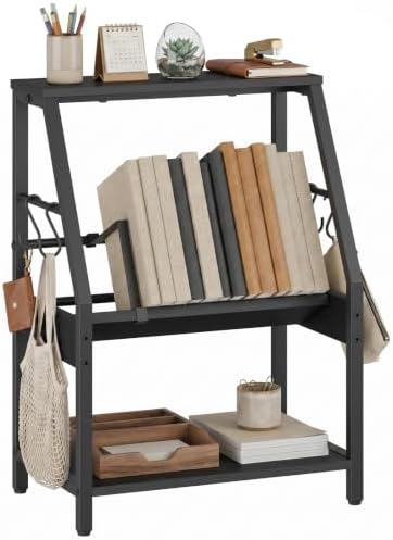 HOOBRO Desktop Bookshelf, 3-Tier Desk Organizer Shelf, Small Office Shelves by HOOBRO
