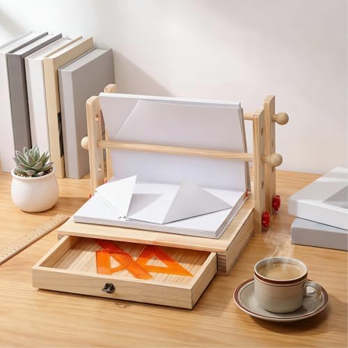 Novabright Book Folding Tools with Drawer Wooden Book Decorative Folding Stand 12" x 12" Multipurpose Portable Adjustable Fold Stand with Storage Function for Xmas Gift, Books not Included - Image 4