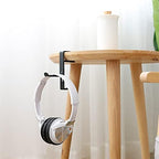 Headphone Stand Headphone Holder Headset Bracket Hanger Metal Wall Stand, Rotatable Double Clamp Hook for - Under Desk Space Save Mount(White) - Image 6