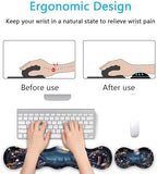 Keyboard Wrist Rest Set,Memory Foam Wrist Support Mouse Pad,31.5"x11.8" Desk Mat for Comfortable Typing & Pain Relief,Non-Slip Base for Office & Home Use - Mushroom Butterfly - Image 4