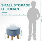 Small Foot Stool Ottoman with Storage, Soft Faux Fur Ottoman Foot Rest for Couch, Round Footstool with Storage, Small Ottomans and Footstools for Living Room and Entryway (Light Blue) - Image 2