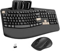 Wireless Keyboard and Mouse Combo, 2.4G Ergonomic Wave Keys(Latte Black) by Unknown