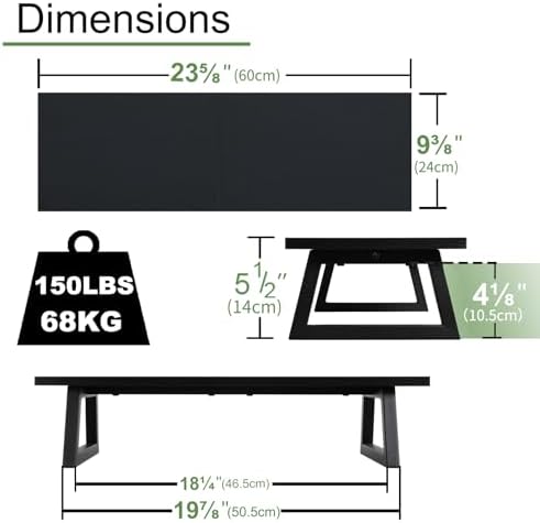TEAMIX 24 inch Monitor Riser for Desk, Wood & Steel Computer/TV Stand Black - Image 5