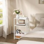 LELELINKY White Side Table,Small Printer Stand with Storage Shelf,3 Tier Industrial Bedside Tables,Vinyl Record Player Stand,Modern Sofa Night Stands for Living Room Bedroom Office Small Spaces - Image 4