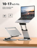 Nulaxy 18" Height Telescopic 360 Rotating Aluminum Laptop Stand Desk Silver - Image 6