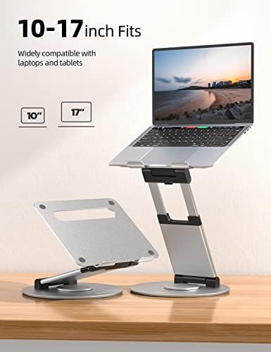 Nulaxy 18" Height Telescopic 360 Rotating Aluminum Laptop Stand Desk Silver - Image 6