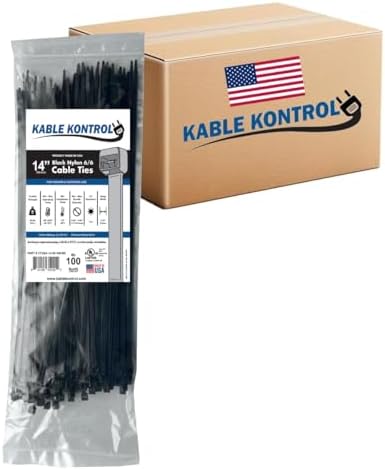 Kable Kontrol Made in USA Cable Ties, 14 Inch 5000 Pcs, 50 Lbs Test – Black by KABLEKONTROL%C2%AE