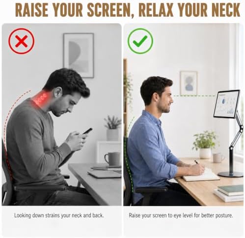 Magnetic Tablet Stand 19.7" Tall Desk iPad Holder Fits 4.7-15.6” Screens - Image 6