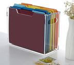 DINGHUO Acrylic File Folder Organizer, Hanging File Organizer Box, File Holder with Handles for Letter Size, Clear File Box Desktop Folder Storage for Office Home Work -1 Pack - Image 2