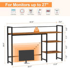 Snughome Desk Shelf, 44.9" Large Desktop Organizer Shelf, Desk Hutch for Computer Monitor, 4 Tier Desk Top Display Rack, Wood Desktop Bookshelf Storage Rack for Home Office Dorm - Image 3