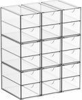 Yieach 9 Pack Small Acrylic Drawers With 18 Drawers,Clear Drawer Organizers Stackable,School,Office Supplies Organizer And Storage Bins for Stationery,Pen,Pencil,Craft,Glasses,Sunglass Organizer Case by Yieach