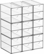 Yieach 9 Pack Small Acrylic Drawers With 18 Drawers,Clear Drawer Organizers Stackable,School,Office Supplies Organizer And Storage Bins for Stationery,Pen,Pencil,Craft,Glasses,Sunglass Organizer Case by Yieach