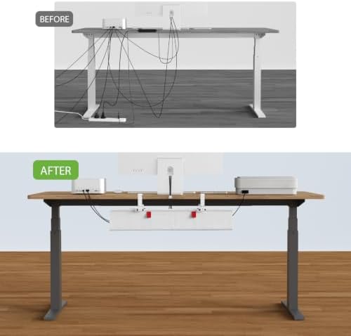 KEEGH No Drill Fabric Under Desk Cable Management Tray 28 in, White - Image 6