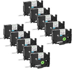 GREENCYCLE 10 Pack Compatible for Ptouch TZe-131 TZ-131 1/2" 12mm 0.47 inch Laminated Label Tapes Black on Clear Used in Ptouch PTD210 PT-D200 PTD600 D400 PTH110 Label Makers by greencycle