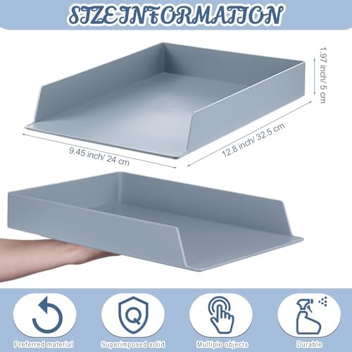 Wenqik Gray Letter Trays Stackable, 6 Pcs Plastic Desk Organizer - Image 3