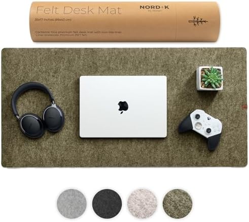 Nordik Felt Desk Mat - Large Felt Desk Pad - Timber Moss Green 35 x 17 in by NordikByDesign