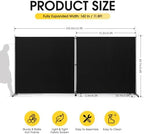 Rantila 2 Large Panels Room Divider,Portable Office Divider,Convenient Movable,Folding Partition Privacy Screen for Bedroom,Dining Room, Study,142" W x 71" H,Black - Image 2