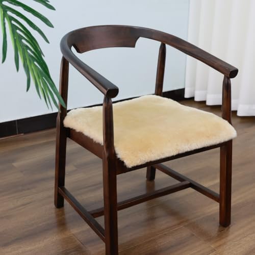 LLB Sheepskin Chair Covers Office Chair Cushion Dining Room Chair Pads Desk Seat Cushion for Computer Chair Fur Area Rugs for Living Room 19x19 Inch (Pack of 1), Shearling Pearl - Image 5