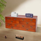 Wooden Desktop Organizer, Desktop Organizer With Drawers, Wooden Storage Drawers For Tabletop, 12 Drawer Desk Storage Cabinet For Office Home Study Room, Pine Wood Structure, Brown Finish, 4 Piece Set - Image 5
