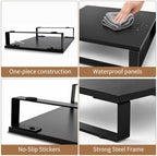 XINYAO 2 Pack Monitor Riser for Desk, Wood and Steel, 16*12*3 inch, Black - Image 6
