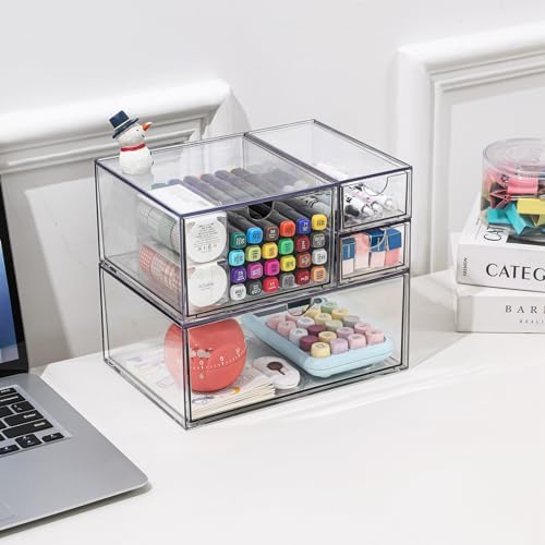 4-piece Acrylic Desktop Drawer Organizer Set (3 Sizes) - Image 2