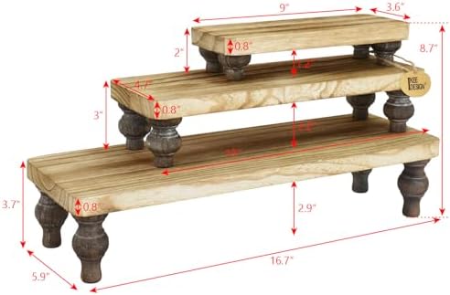 Ikee Design 3 Pcs Wooden Display Riser Stand, jewelry eyewear display stand - Image 2