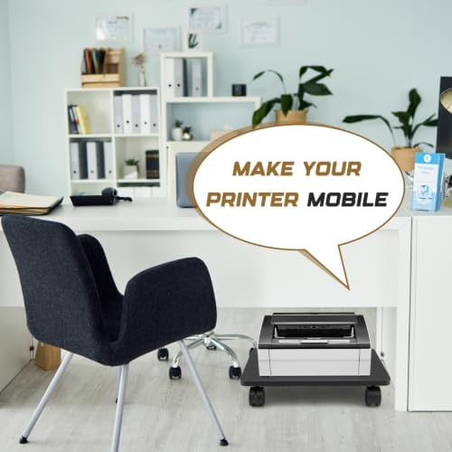 Beeveer 2 Pcs Black Under Desk Printer Stand 15.8 x 13.8 x 3.2 Inches - Image 5