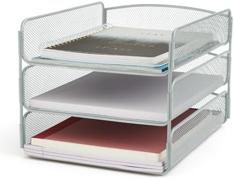 Safco Onyx Desktop Organizer, 3-Tier Paper Tray, Durable Steel Mesh Construction,Silver by SafcoProducts