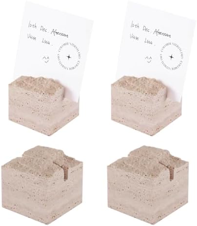 JIMEI 4 Pcs Travertine Place Card Holder Wedding Table Number Sign Stand by JIMEIMarble