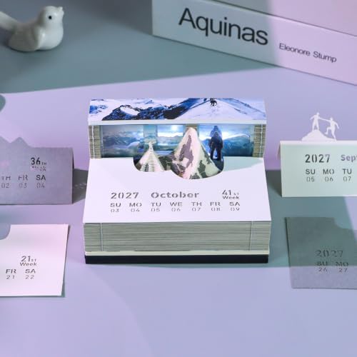 3D Calendar 2027,3D Memo Pad Time Piece Calendar 2027 Creative Desk Calendar Art Paper Sculpture Mount Qomolangma, 2027 Tear Off Calendar DIY Decorative Gift - Image 4
