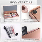 TOWON Compact Glass Desktop Whiteboard with Storage 12x7 in, Rose Gold - Image 3