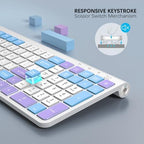 GAMCATZ Colorful Wireless Keyboard with Low-Profile Keys-Soft Touch,Cute,Quiet Design,Windows & Mac OS，Office Cordless Slient Computer Keyboard for Desktop,Laptop, PC, Mac, Windows-Purple Blue White - Image 2