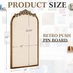 Wonderjune Linen Display Pinboard, Arch, 13" X 25", Retro Golden - Image 2