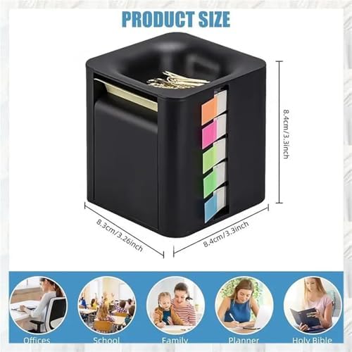 5-in-1 Cube Sticky Note Holder Dispenser with Notes Tabs Roll for Desk Organization - Image 2