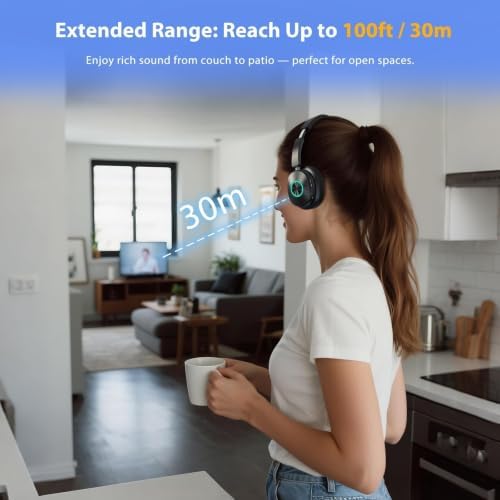 Earbay Wireless Headphones for TV, TV Headphones, Headphone for TV, No‑Delay Over‑Ear Wireless Headset for Seniors, 3 Audio Modes, with Transmitter Charging Base, Gifts for Parents/Elderly - Image 4