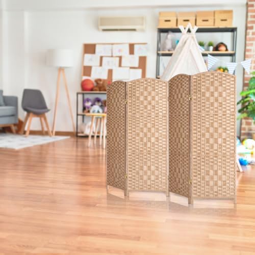 HALLYBEE Short Room Divider, Small Folding Privacy Screens,4 Panel Natural - Image 7